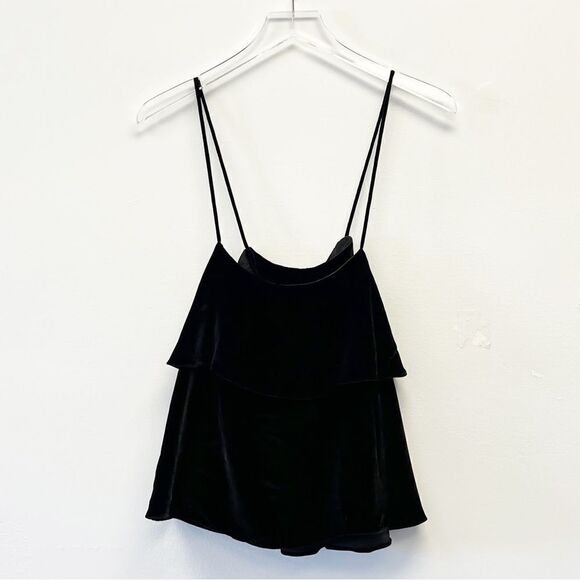 Madewell Velvet Ruffle Cami, Size Medium Black - Picture 4 of 7